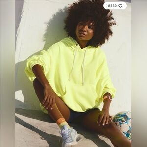 Free People Neon Yellow Oversized Hoodie